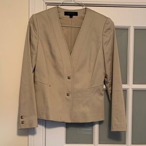 Tahari Women's Tan Blazer with Gold Accents